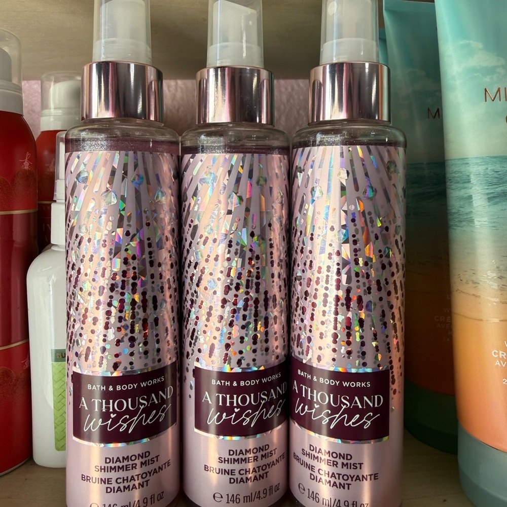 3 Bath & Body Works A Thousand Wishes Shimmer Mist Set